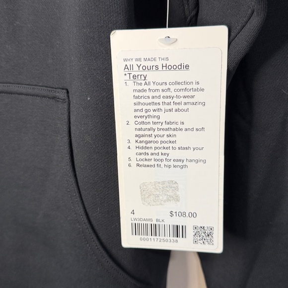 New lululemon athletica All Yours Hoodie Black Hoodie size 4 - Picture 5 of 5